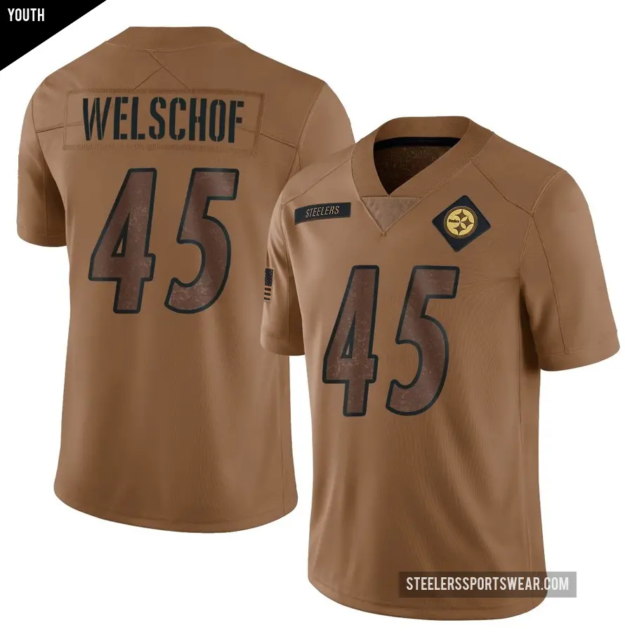 Youth Pittsburgh Steelers ＃45 Julius Welschof Brown Limited 2023 Salute To Service Jersey