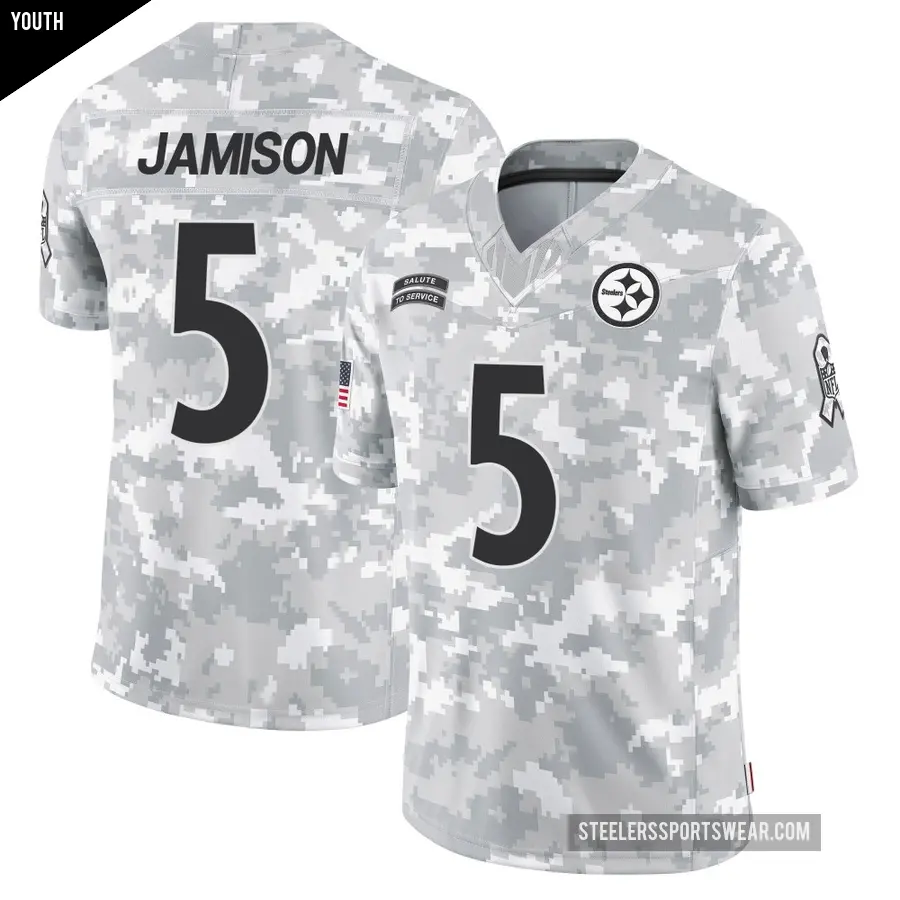 Youth Pittsburgh Steelers ＃5 D'Shawn Jamison Arctic Camo Limited 2024 Salute to Service Jersey