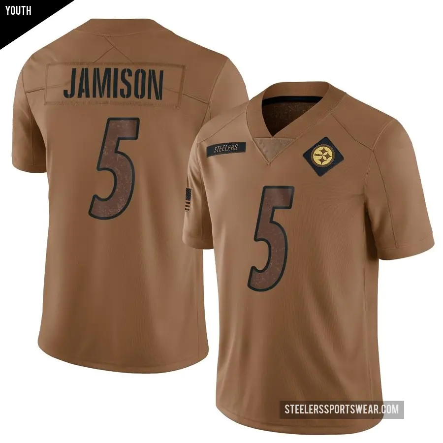 Youth Pittsburgh Steelers ＃5 D'Shawn Jamison Brown Limited 2023 Salute To Service Jersey