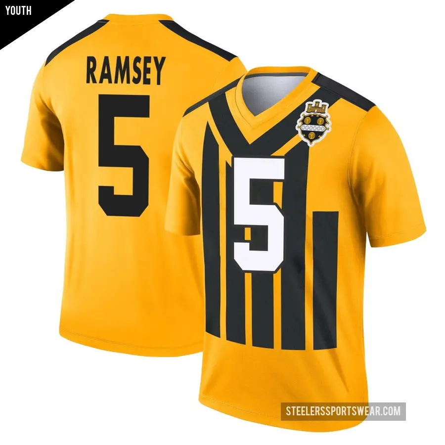 Youth Pittsburgh Steelers ＃5 Jalen Ramsey Gold Legend Alternate 1933 Throwback Performance Jersey