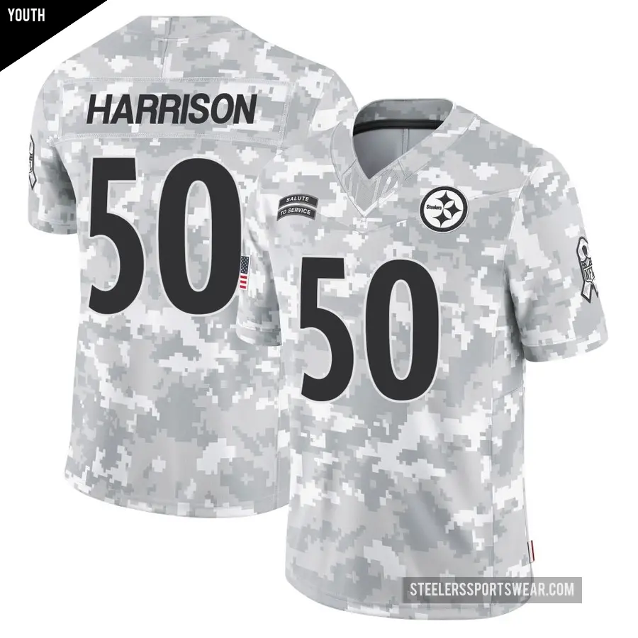Youth Pittsburgh Steelers ＃50 Malik Harrison Arctic Camo Limited 2024 Salute to Service Jersey