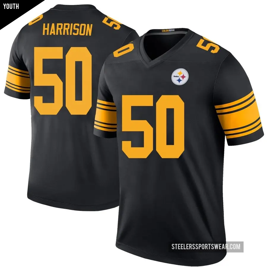 Youth Pittsburgh Steelers ＃50 Malik Harrison Black Legend Color Rush Jersey