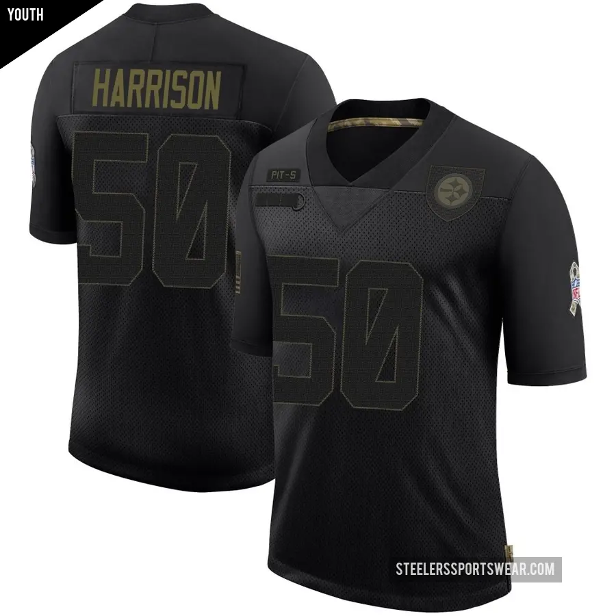 Youth Pittsburgh Steelers ＃50 Malik Harrison Black Limited 2020 Salute To Service Jersey