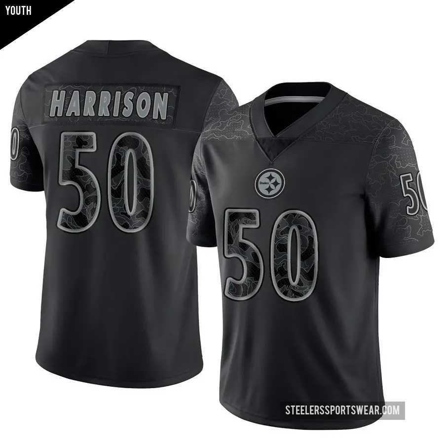 Youth Pittsburgh Steelers ＃50 Malik Harrison Black Limited Reflective Jersey