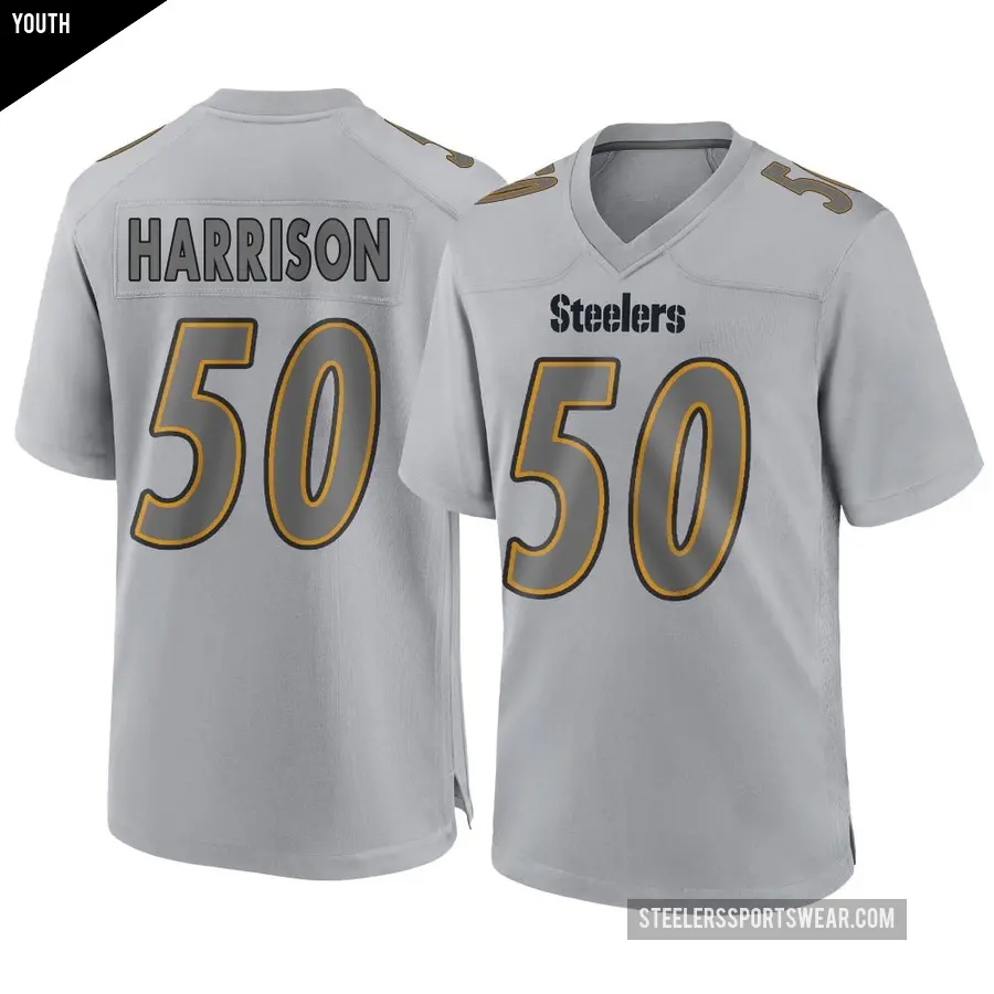 Youth Pittsburgh Steelers ＃50 Malik Harrison Gray Game Atmosphere Fashion Jersey