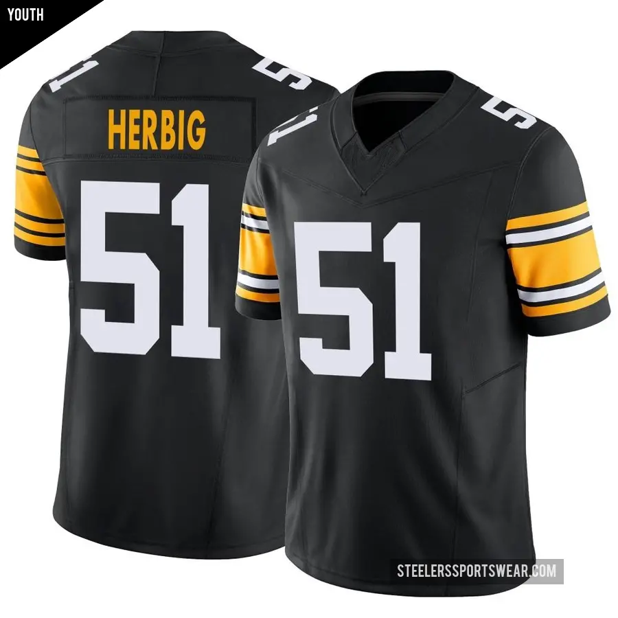 Youth Pittsburgh Steelers ＃51 Nick Herbig Black Limited Alternate Vapor F.U.S.E. Jersey