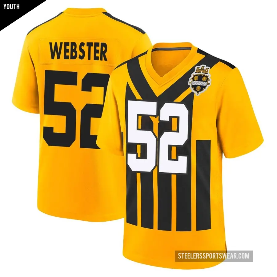 Youth Pittsburgh Steelers ＃52 Mike Webster Gold Game Alternate 1933 Throwback Jersey