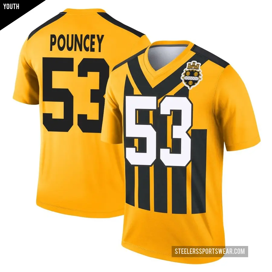 Youth Pittsburgh Steelers ＃53 Maurkice Pouncey Gold Legend Alternate 1933 Throwback Performance Jersey