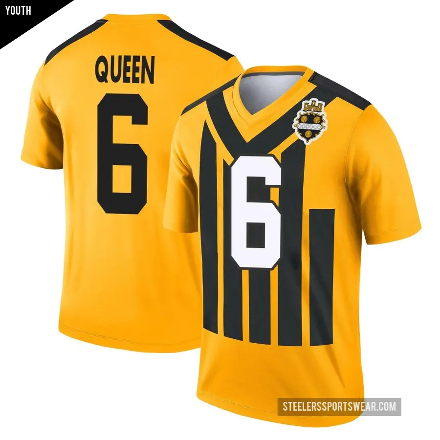 Youth Pittsburgh Steelers ＃6 Patrick Queen Gold Legend Alternate 1933 Throwback Performance Jersey