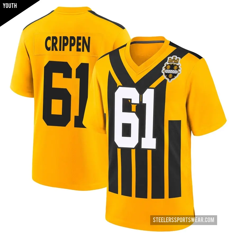 Youth Pittsburgh Steelers ＃61 Greg Crippen Gold Game Alternate 1933 Throwback Jersey