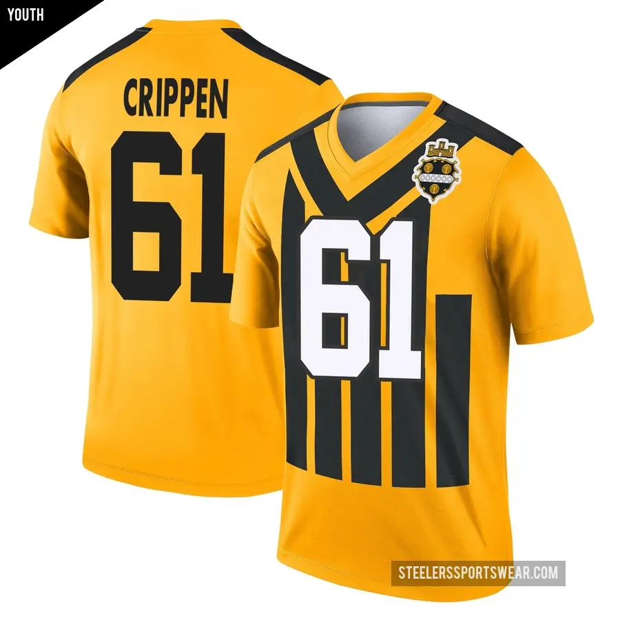 Youth Pittsburgh Steelers ＃61 Greg Crippen Gold Legend Alternate 1933 Throwback Performance Jersey