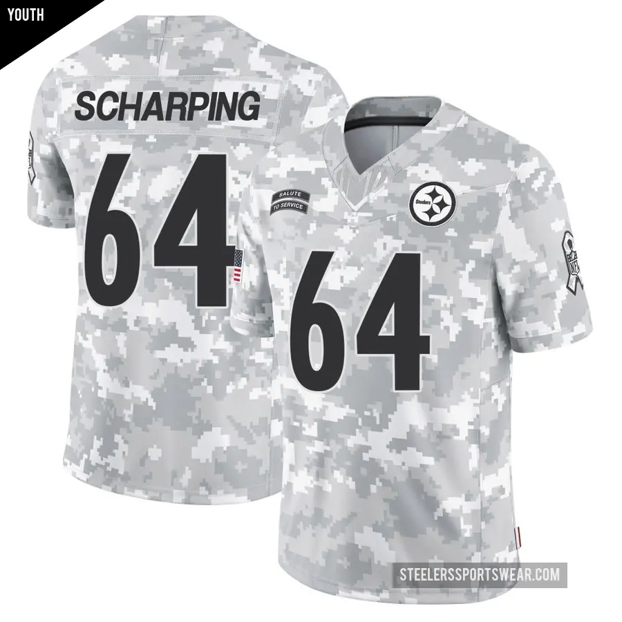 Youth Pittsburgh Steelers ＃64 Max Scharping Arctic Camo Limited 2024 Salute to Service Jersey