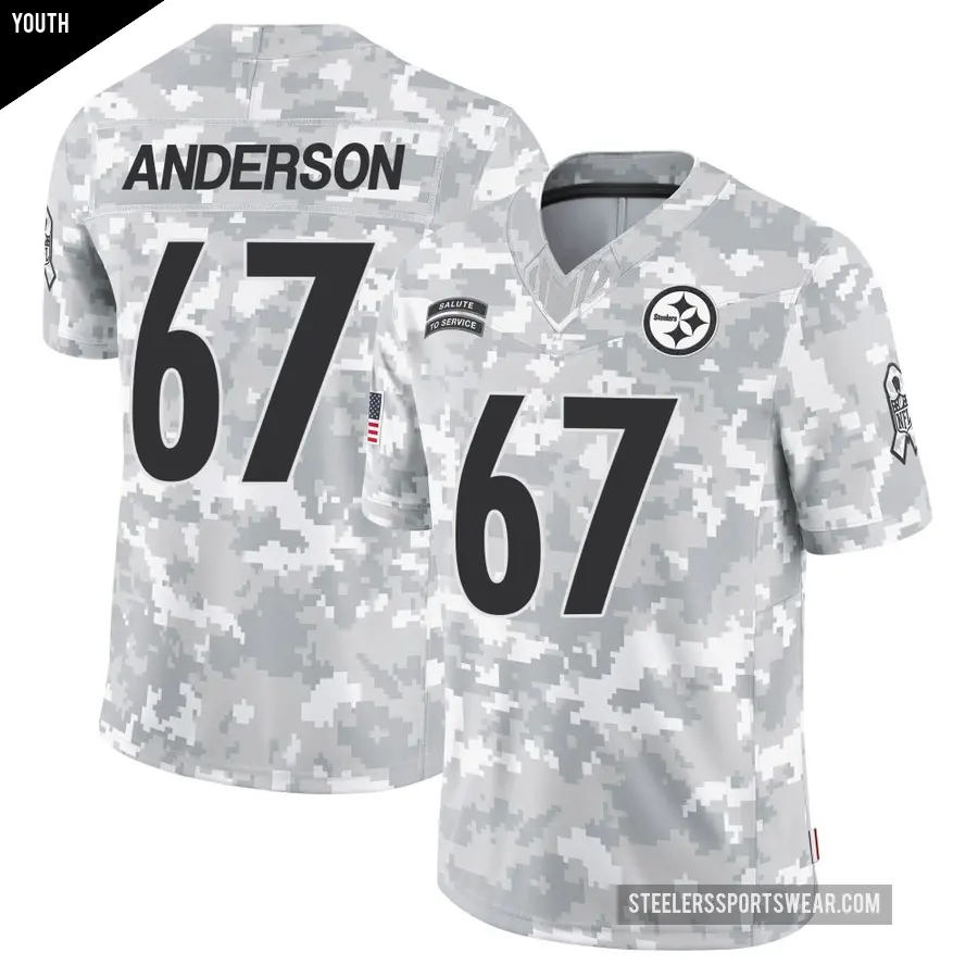 Youth Pittsburgh Steelers ＃67 Calvin Anderson Arctic Camo Limited 2024 Salute to Service Jersey