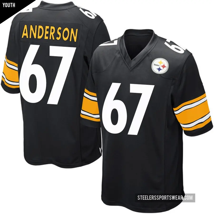 Youth Pittsburgh Steelers ＃67 Calvin Anderson Black Game Team Color Jersey