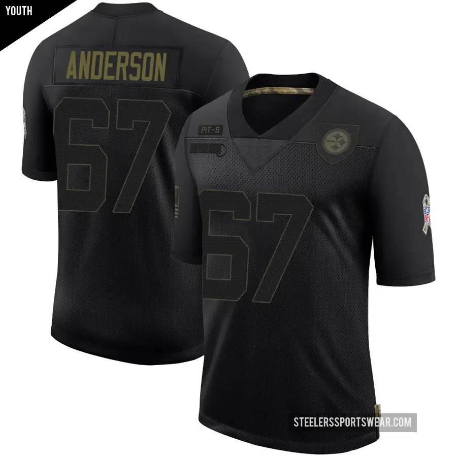 Youth Pittsburgh Steelers ＃67 Calvin Anderson Black Limited 2020 Salute To Service Jersey
