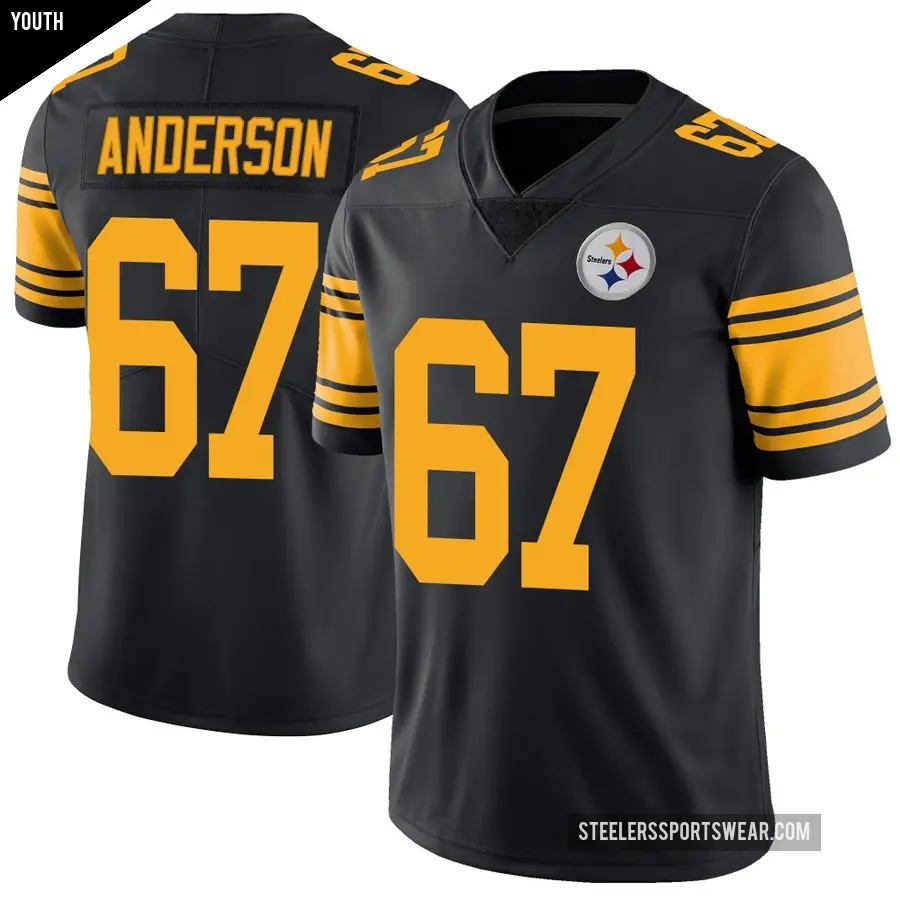 Youth Pittsburgh Steelers ＃67 Calvin Anderson Black Limited Color Rush Jersey
