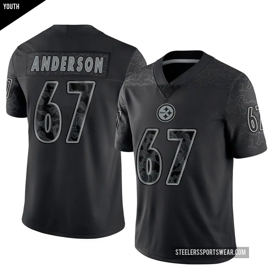 Youth Pittsburgh Steelers ＃67 Calvin Anderson Black Limited Reflective Jersey