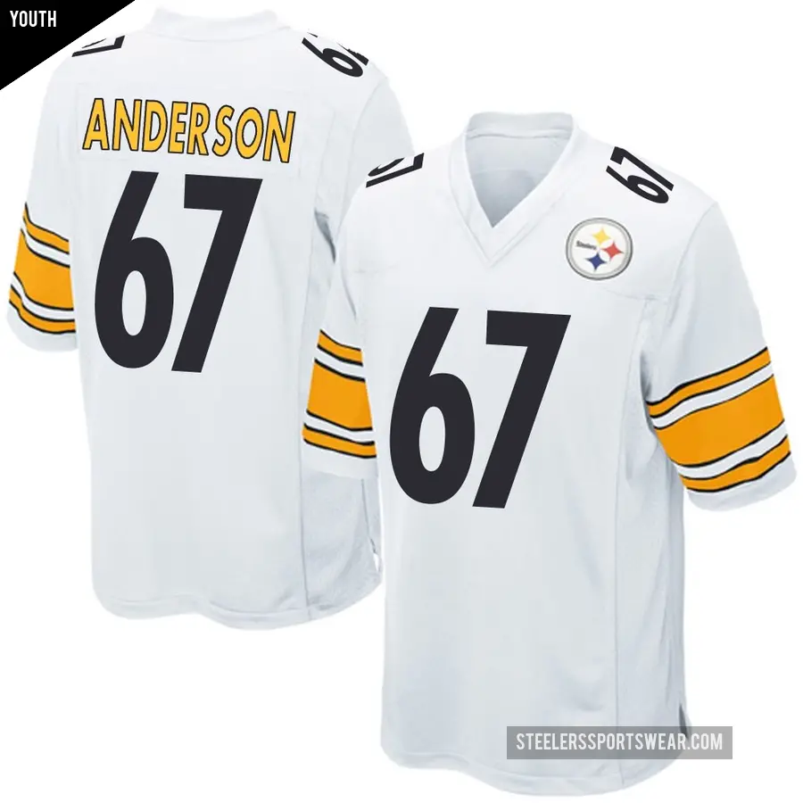 Youth Pittsburgh Steelers ＃67 Calvin Anderson White Game Jersey