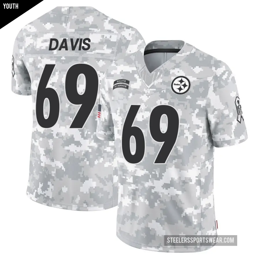 Youth Pittsburgh Steelers ＃69 Domenique Davis Arctic Camo Limited 2024 Salute to Service Jersey