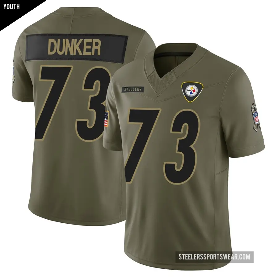 Youth Pittsburgh Steelers ＃73 Gennings Dunker Olive Limited 2025 Salute to Service Jersey