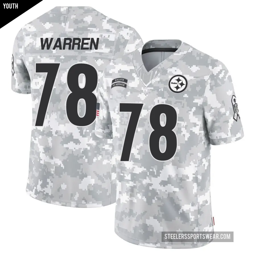 Youth Pittsburgh Steelers ＃78 Gareth Warren Arctic Camo Limited 2024 Salute to Service Jersey
