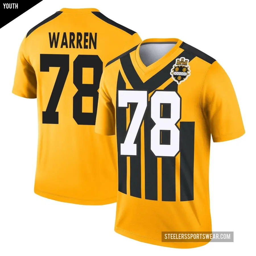 Youth Pittsburgh Steelers ＃78 Gareth Warren Gold Legend Alternate 1933 Throwback Performance Jersey