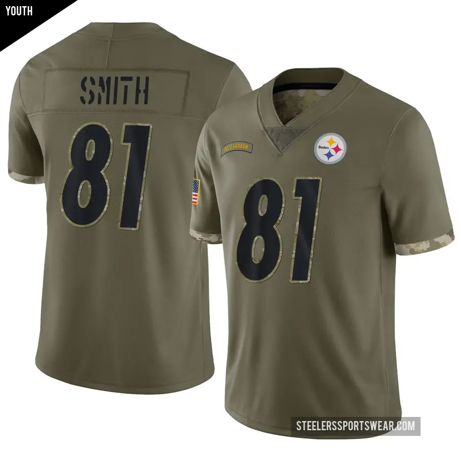 Youth Pittsburgh Steelers ＃81 Jonnu Smith Olive Limited 2022 Salute To Service Jersey