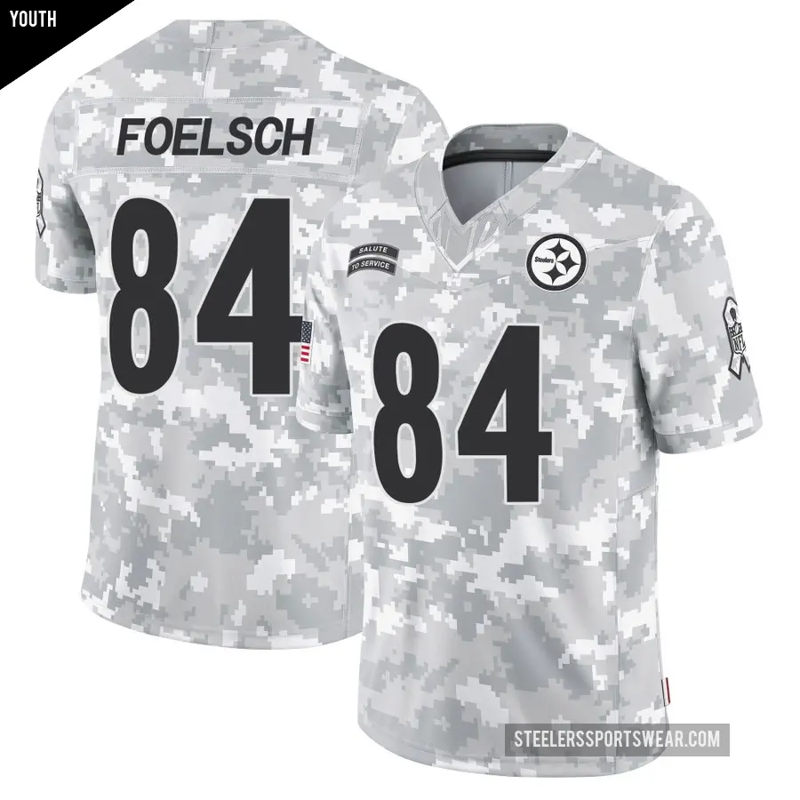 Youth Pittsburgh Steelers ＃84 Kevin Foelsch Arctic Camo Limited 2024 Salute to Service Jersey