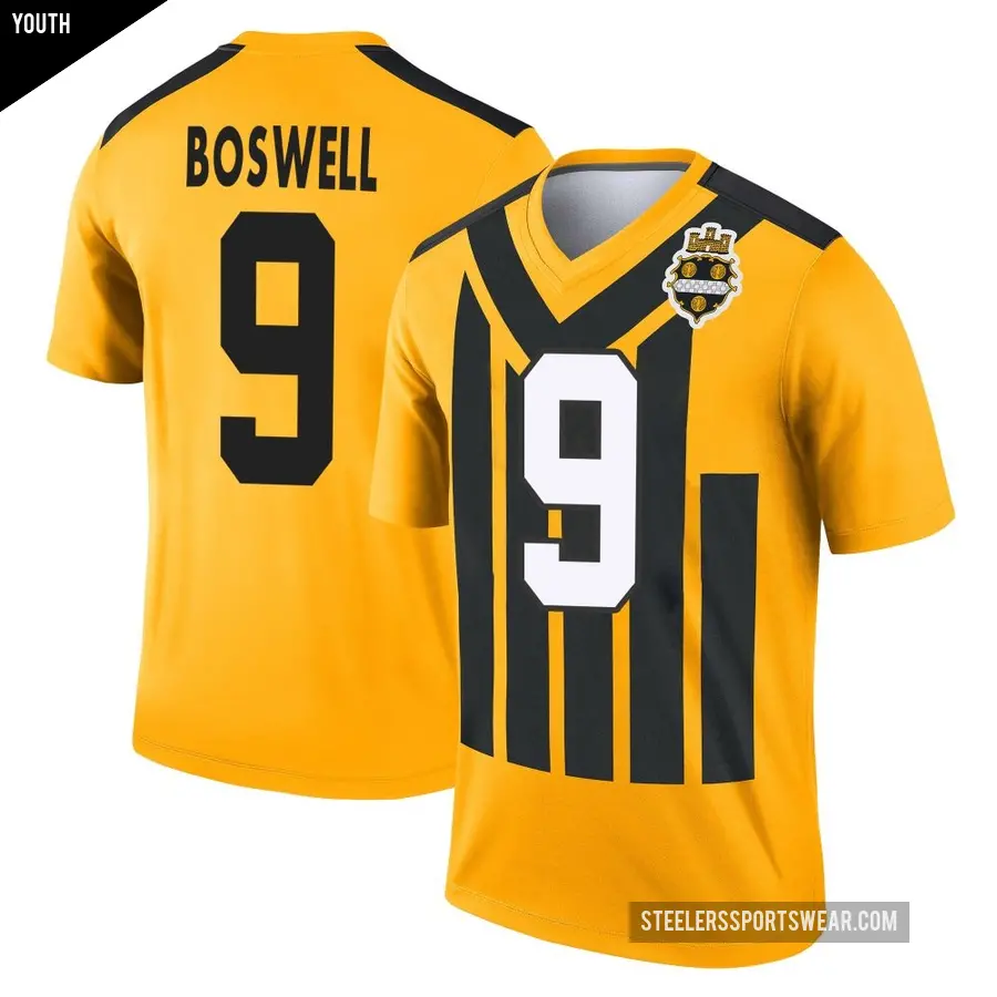 Youth Pittsburgh Steelers ＃9 Chris Boswell Gold Legend Alternate 1933 Throwback Performance Jersey