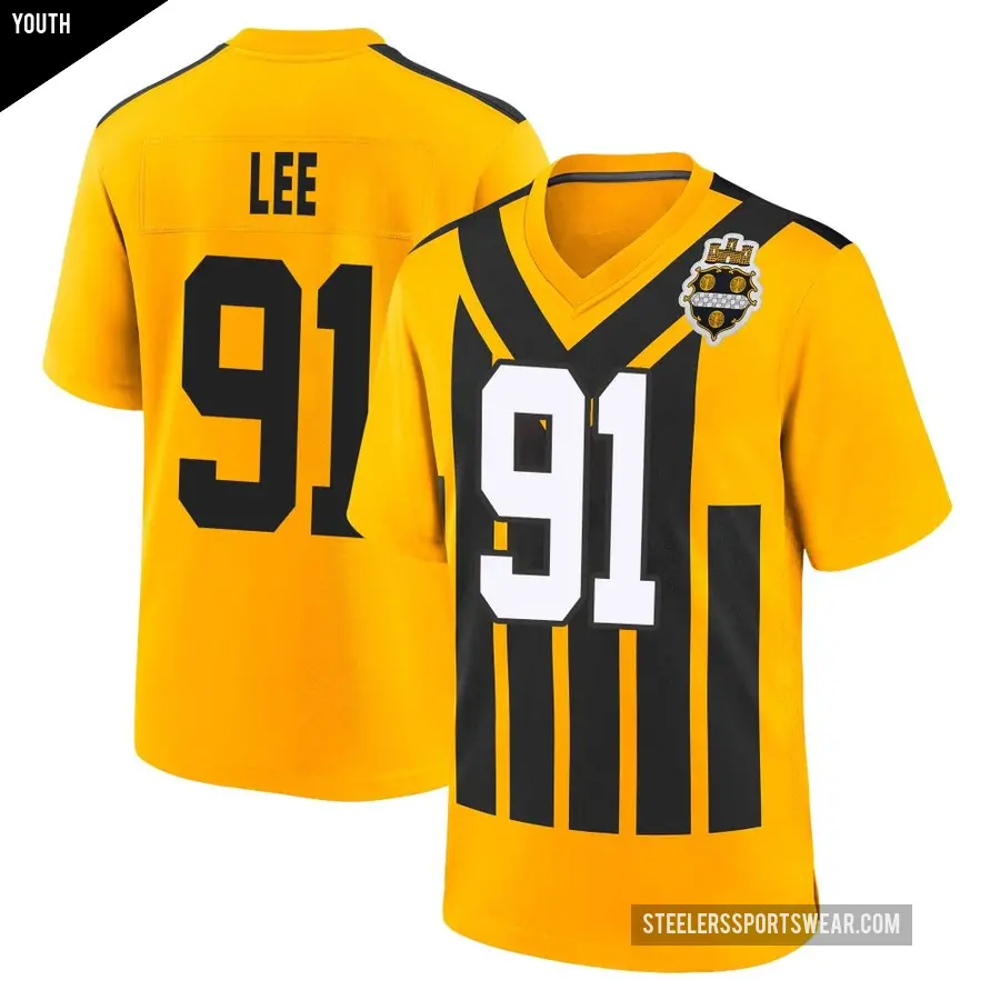 Youth Pittsburgh Steelers ＃91 Logan Lee Gold Game Alternate 1933 Throwback Jersey
