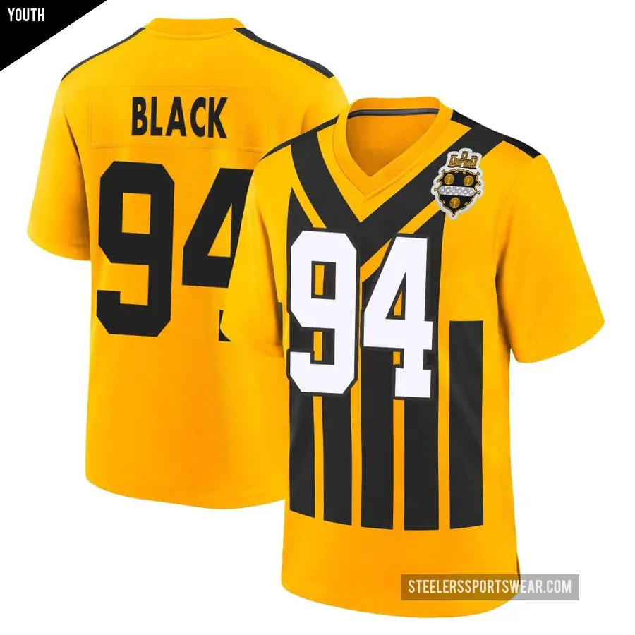 Youth Pittsburgh Steelers ＃94 Yahya Black Gold Game Alternate 1933 Throwback Jersey