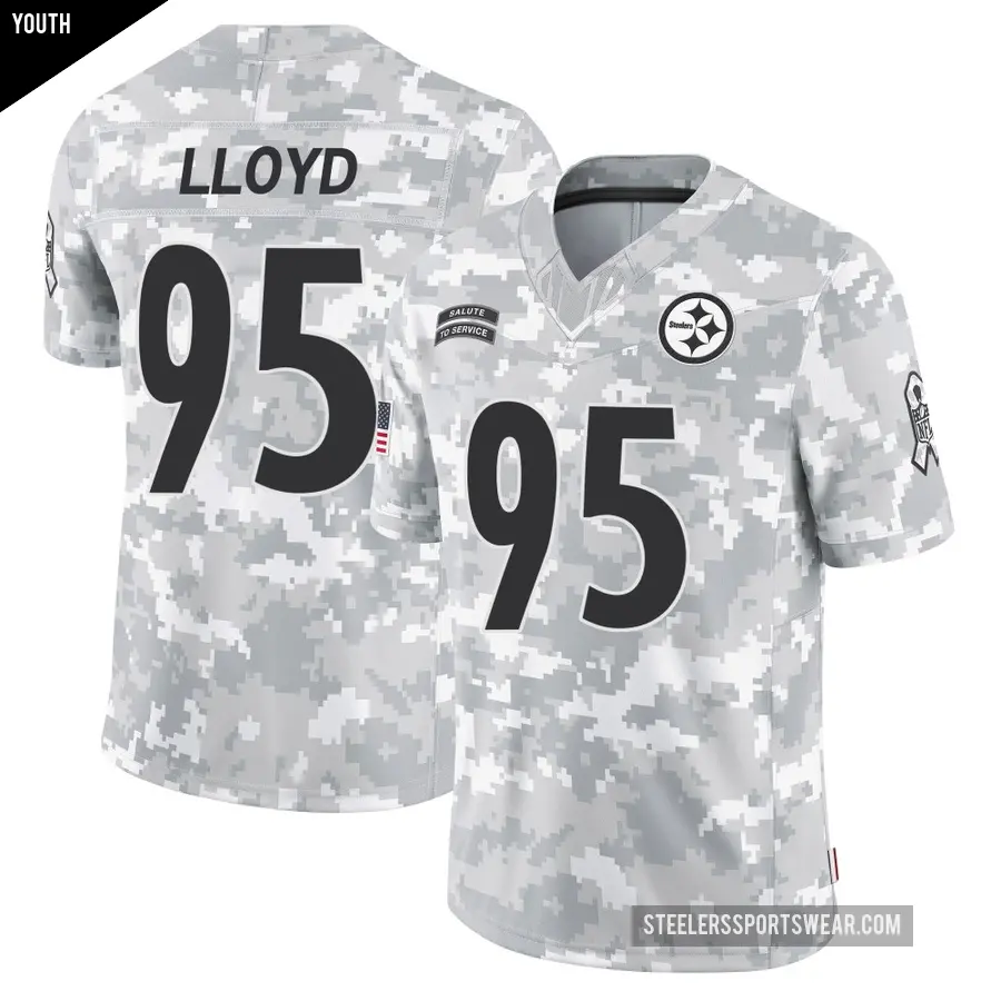 Youth Pittsburgh Steelers ＃95 Greg Lloyd Arctic Camo Limited 2024 Salute to Service Jersey