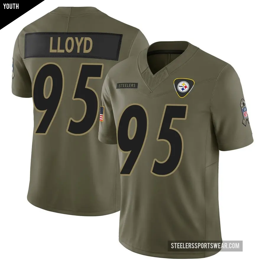 Youth Pittsburgh Steelers ＃95 Greg Lloyd Olive Limited 2025 Salute to Service Jersey